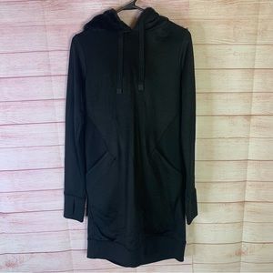Athleta Black Faux Fur Hoodie Dress Size‎ Small